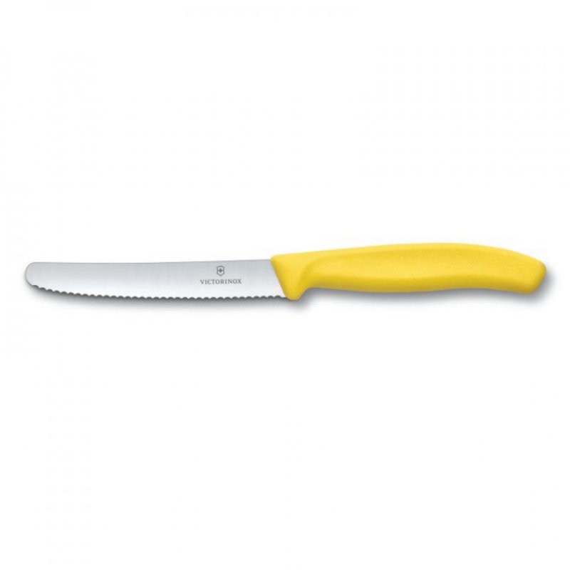 Kuchyňský nůž s vlnkovým ostřím - žlutý