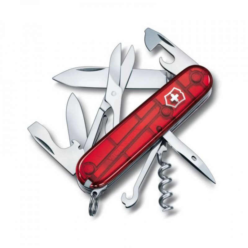 Švýcarský nůž Climber - transparentní červená